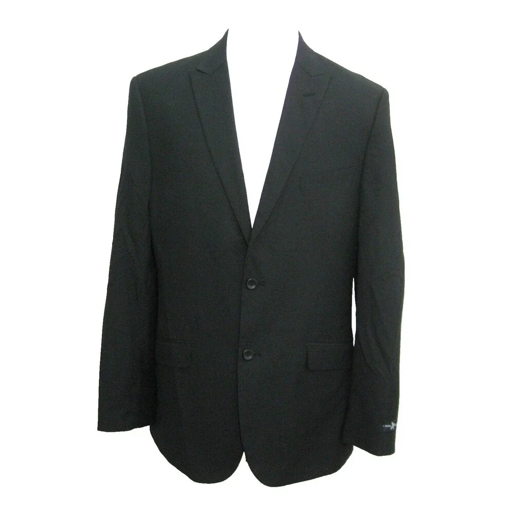 New Marc Ecko Men's Size 42L Black 2 Button Wool Sport Coat Blazer Suit Jacket